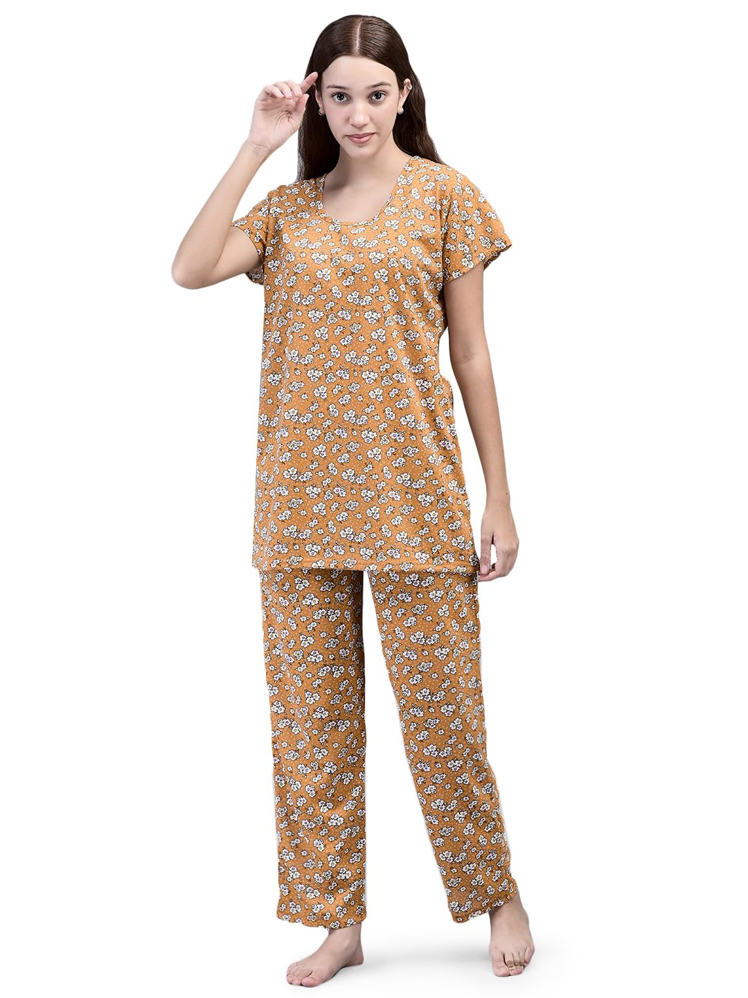 Noty® Women's- Night Suit | Co-ords Set | Night Wear | Night Dress | Loungewear- Poly Cotton Knits Fabric- Floral Printed