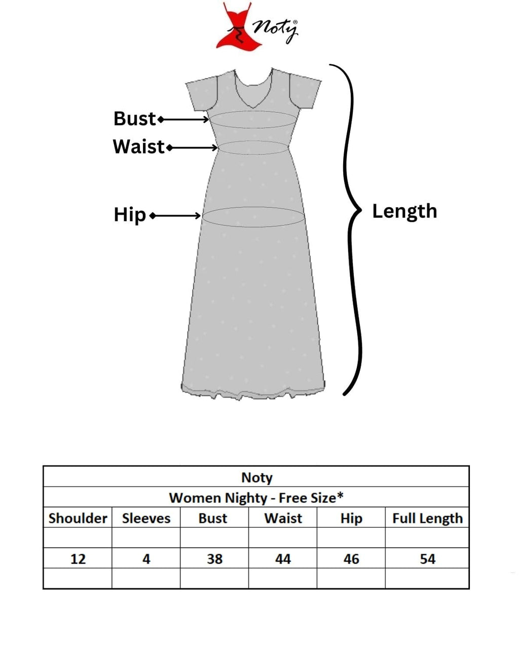 Noty - Women's | Girls | Poly Viscose Knits Nighty | Night Dress | Night Gown