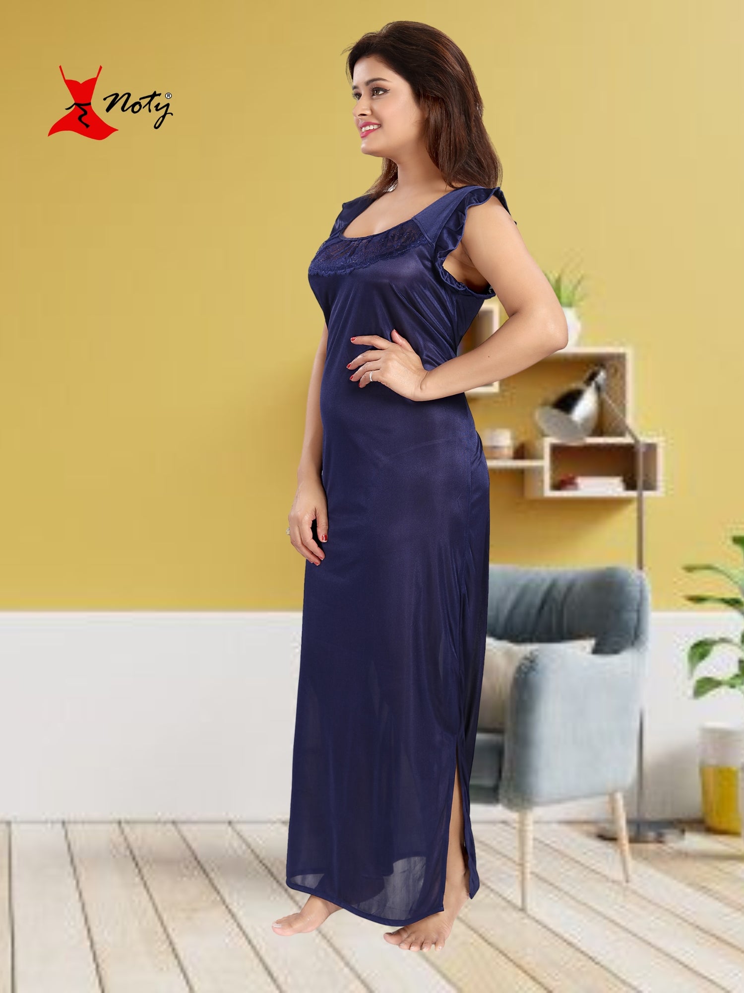 Noty Women's Satin Plain/Solid Nightwear Set Pack of 4