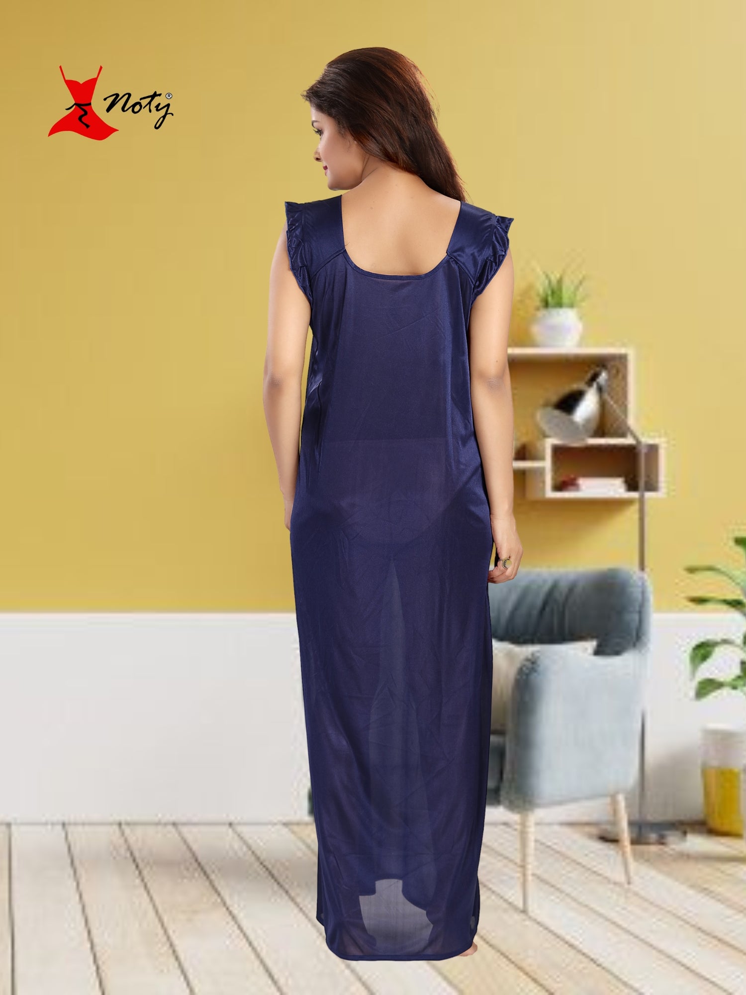 Noty Women's Satin Plain/Solid Nightwear Set Pack of 4