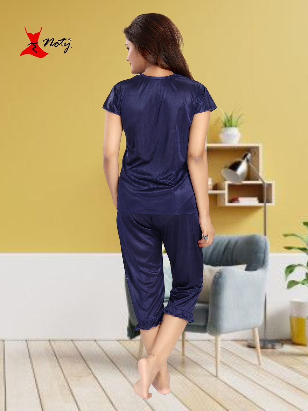 Noty Women's Satin Plain/Solid Nightwear Set Pack of 4