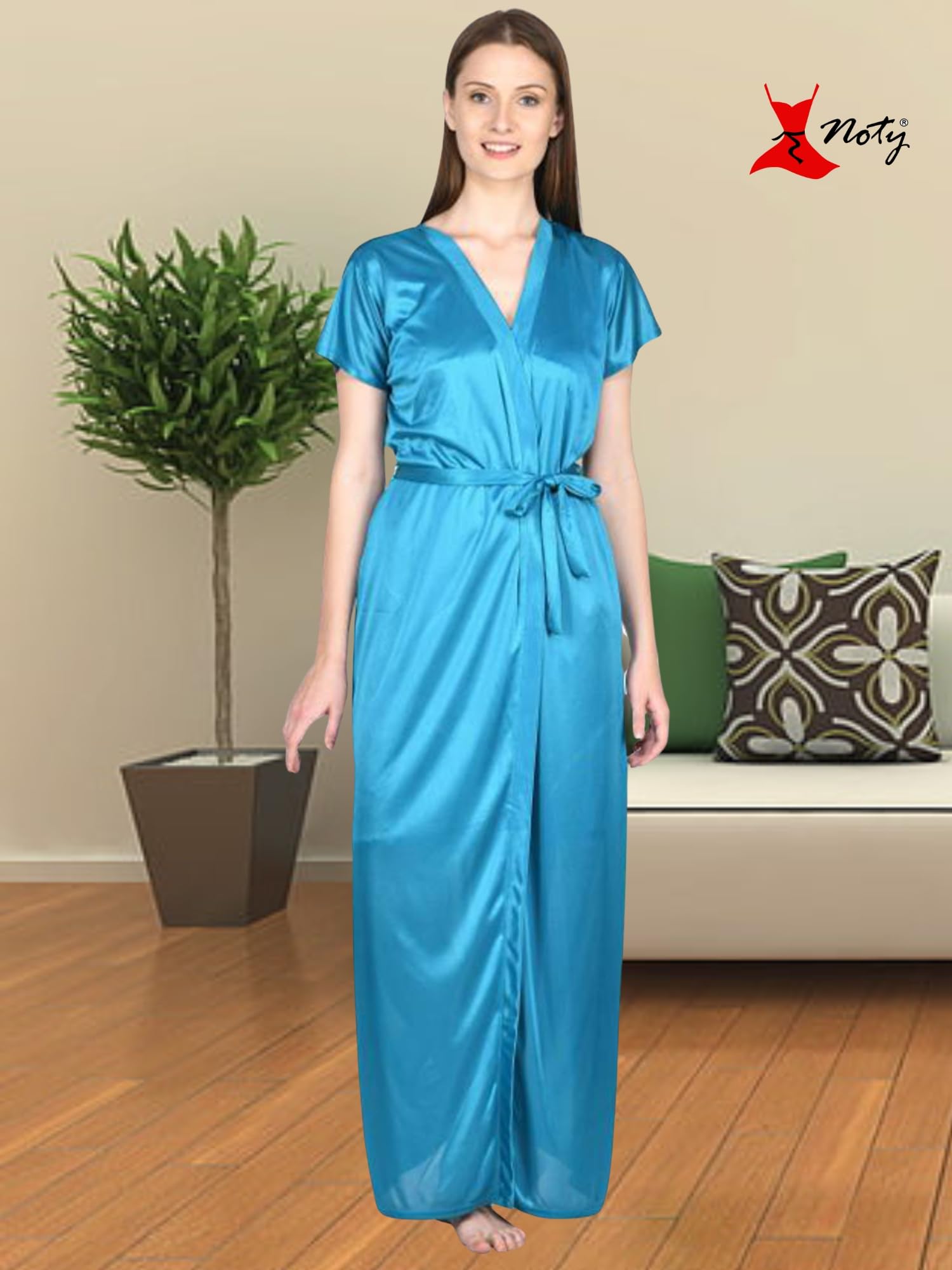 Noty - 2 Pc Women's/Girls' Hot Night Robe and Night Slip