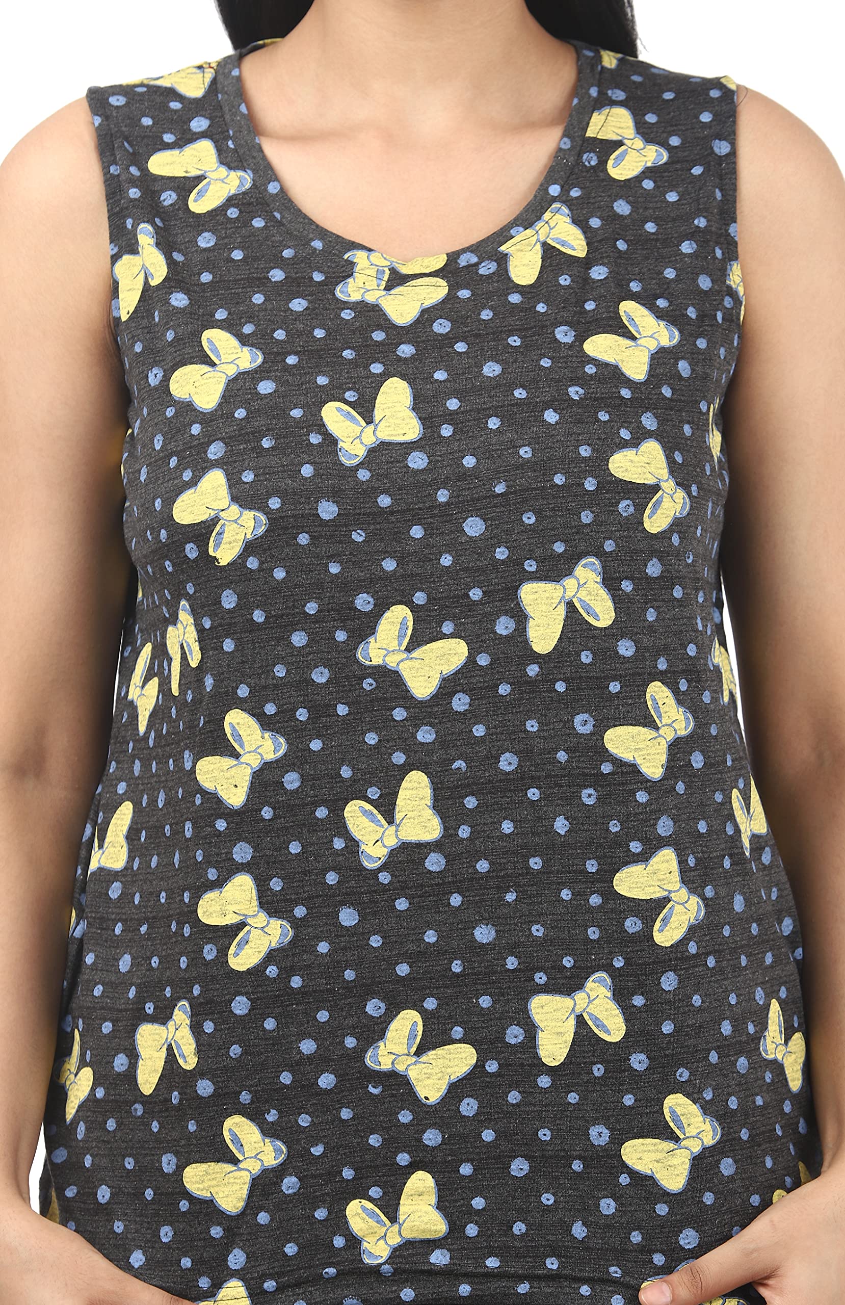 Noty ® Girl's/Women's Cotton- Printed- Round Neck Sleeveless Top with Shorts