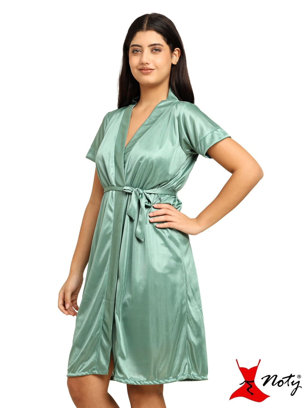 Noty ® Women's- 3 Pc Hot & Sexy Nightwear Set- Satin - Sexy Lace Chemise with Robe