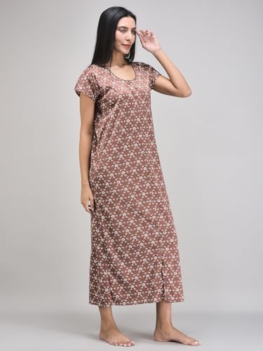 Noty® Women's- Maternity/Hospital/Delivery Gown- Poly Viscose Knits Fabric- Front Open | Printed | Round Neck with Button Closure | Pocket | Full Sleeves