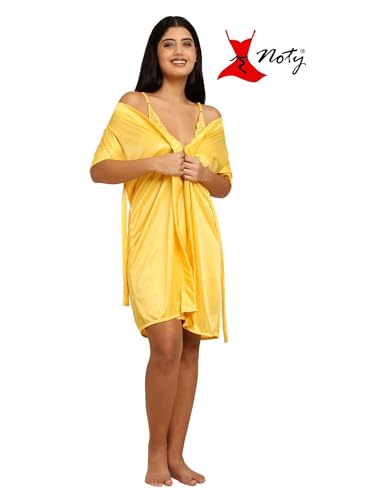 Noty ® Women's- 3 Pc Hot & Sexy Nightwear Set- Satin - Sexy Lace Chemise with Robe