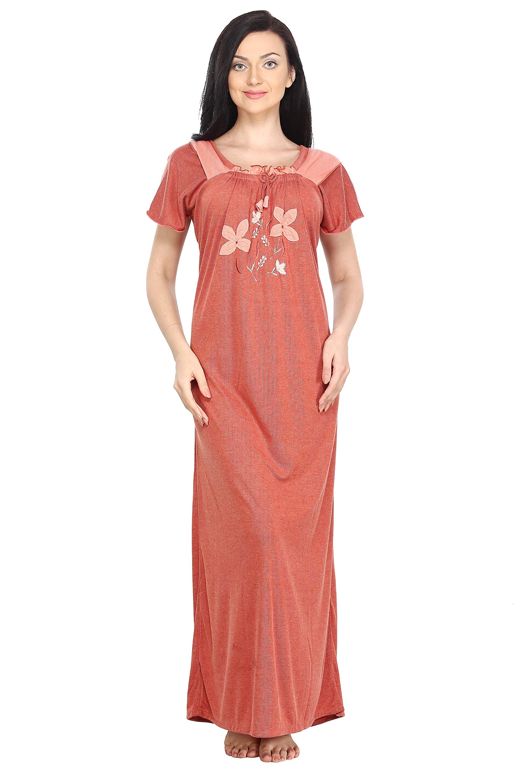 Noty- Women's Hosiery Cotton Blend Nighty | Soft Fabric | Short Sleeves Nighty