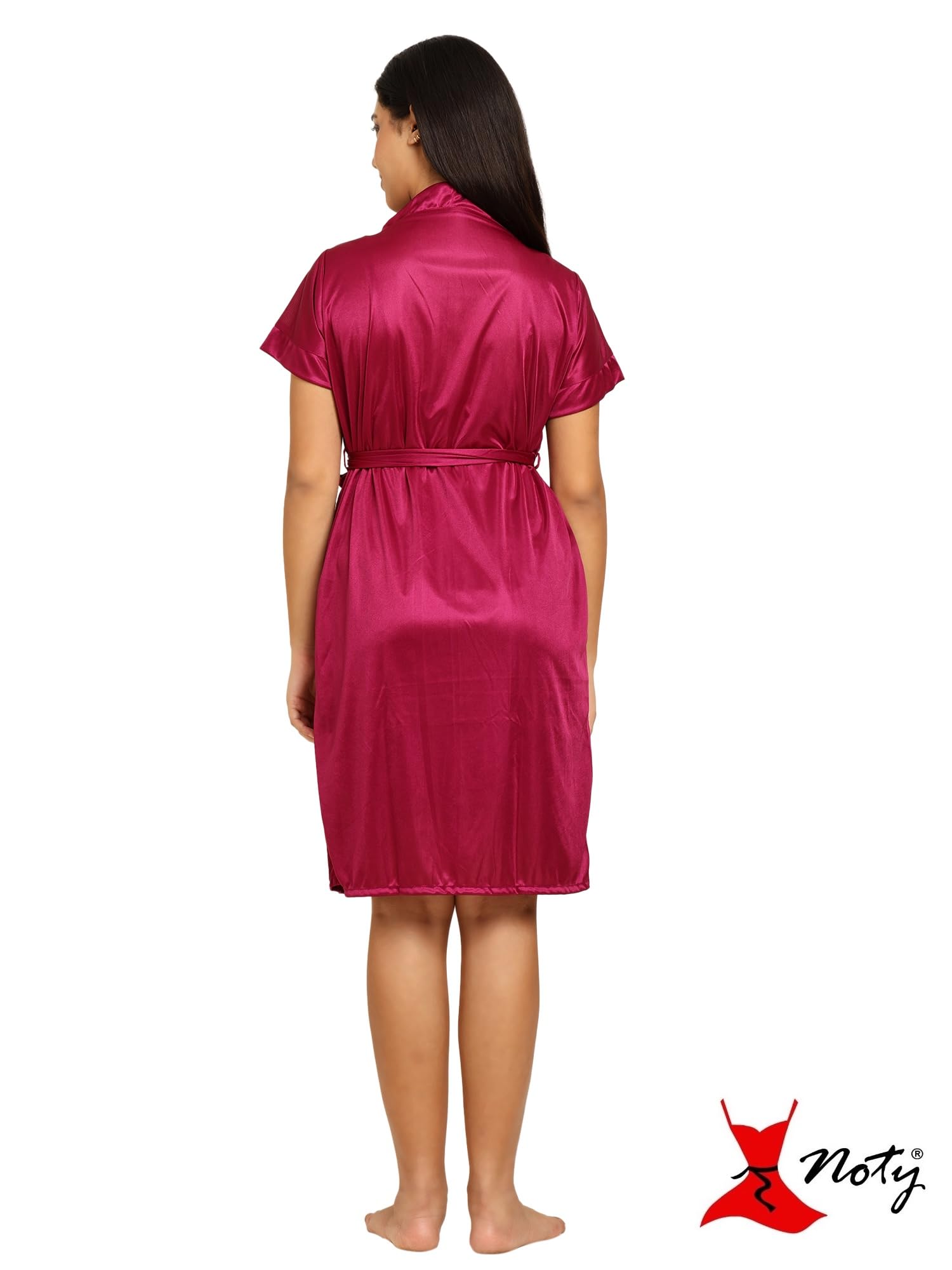 Noty ® Women's- 3 Pc Hot & Sexy Nightwear Set- Satin - Sexy Lace Chemise with Robe