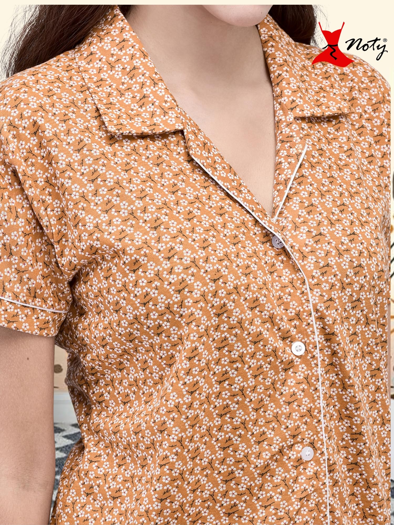 Noty® Women's- Night Suit | Co-ords Set | Night Wear | Night Dress | Loungewear- Poly Cotton Knits Fabric- Floral Printed