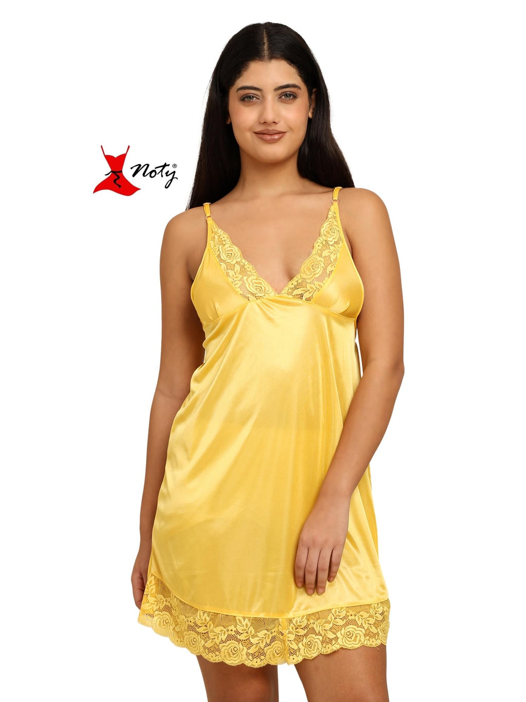 Noty ® Women's- 3 Pc Hot & Sexy Nightwear Set- Satin - Sexy Lace Chemise with Robe