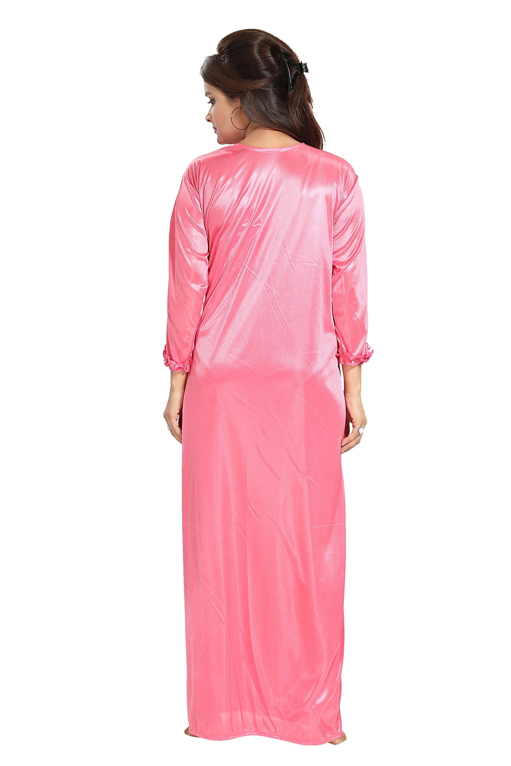 Noty Women's Satin Solid Maxi Nighty (Pack of 2)