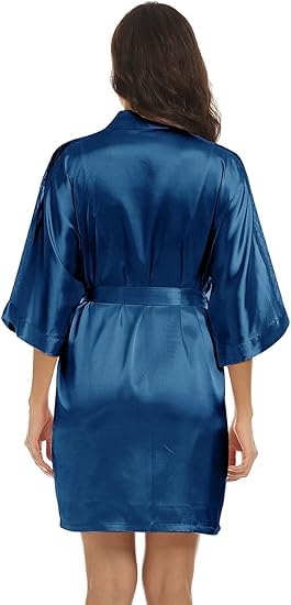 Noty ® Women's- 2 Pc Hot & Sexy Nightwear Set- Satin - Sexy Lace Chemise with Kimono Robe