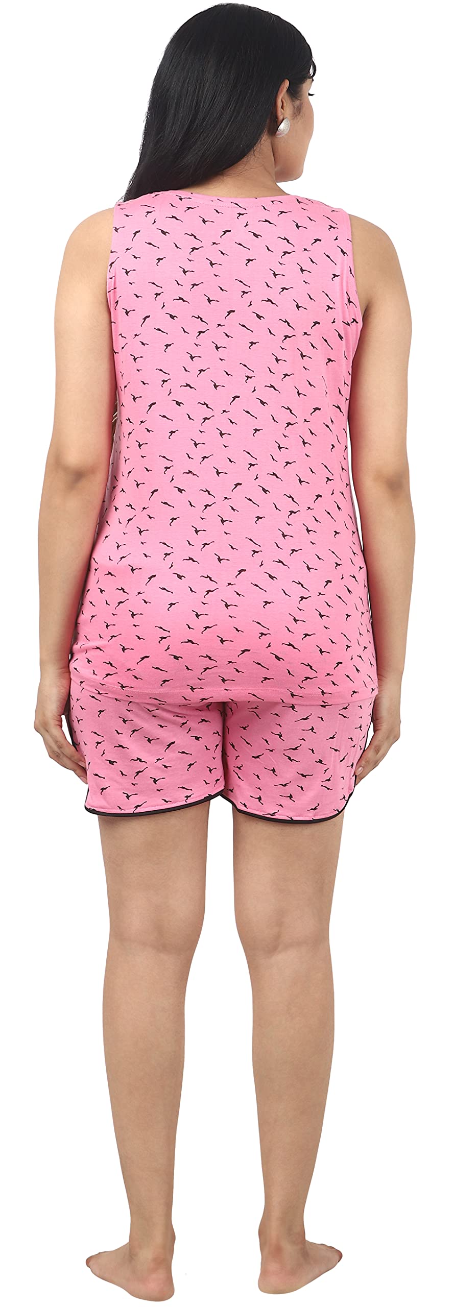 Noty ® Girl's/Women's Cotton- Printed- Round Neck Sleeveless Top with Shorts