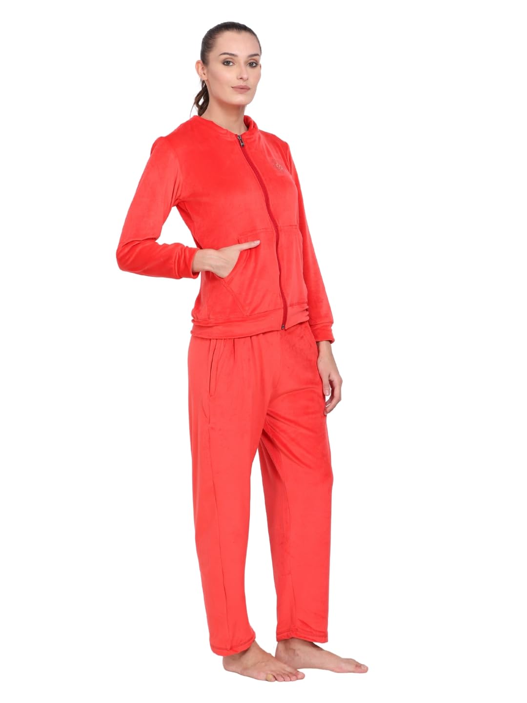 Noty- Night Suit Velvet-Hoody with 2 Side Pockets