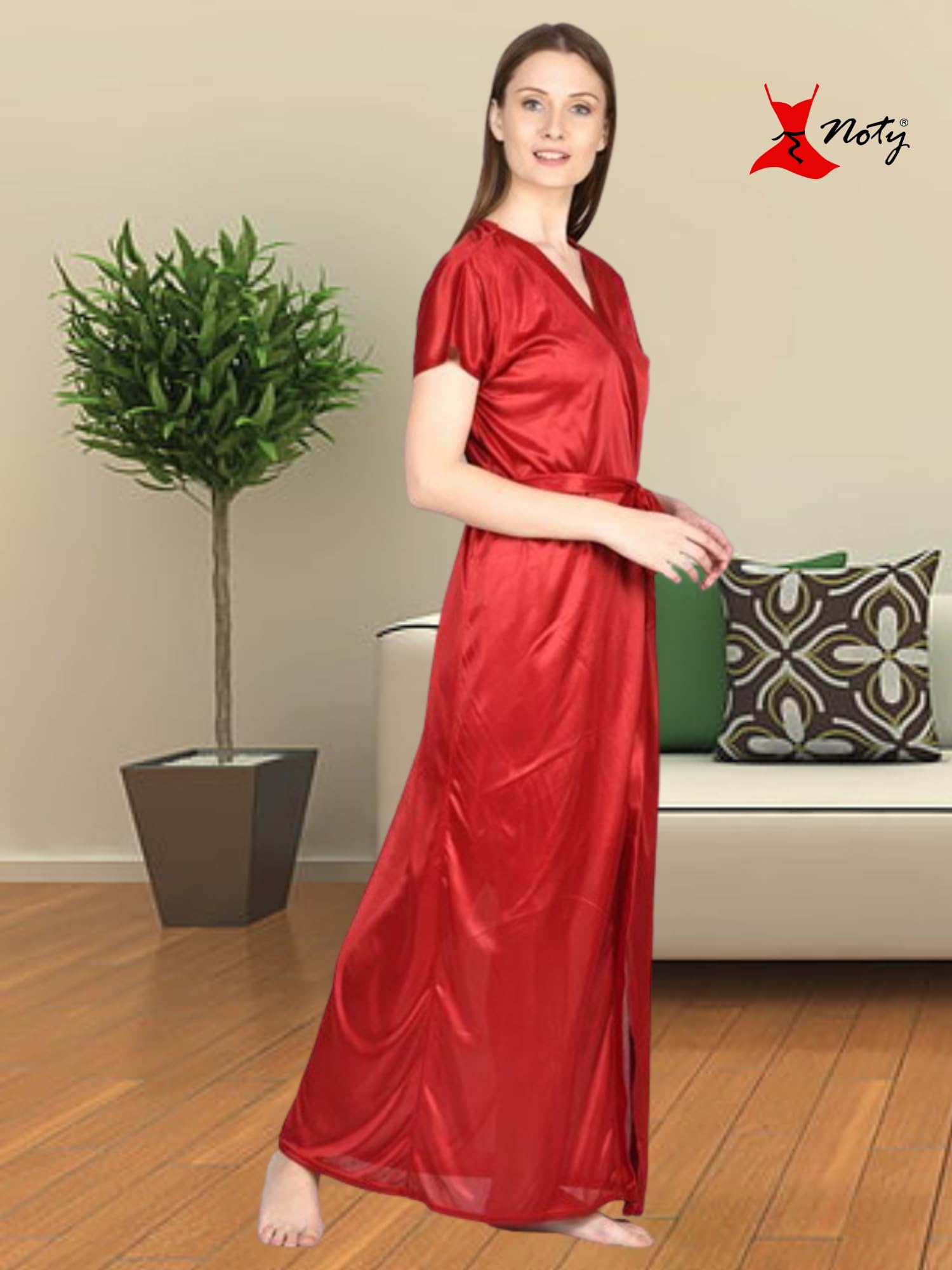 Noty - 2 Pc Women's/Girls' Hot Night Robe and Night Slip