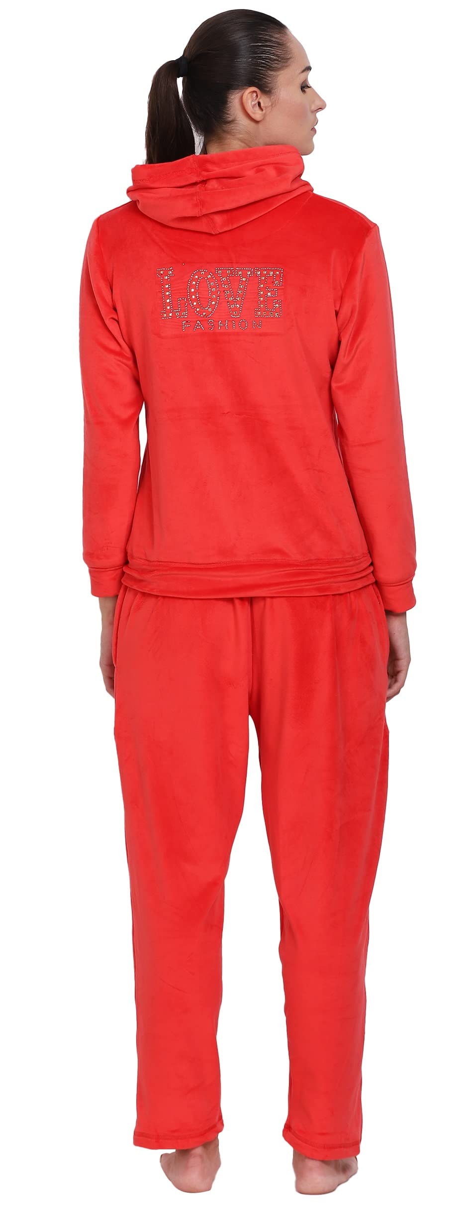 Noty® Night Suit Winter Velvet-Hoody with Zip-2 Side Pockets