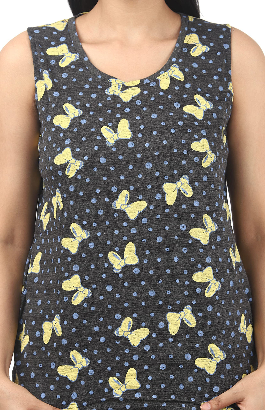 Noty ® Girl's/Women's Cotton- Printed- Round Neck Sleeveless Top with Shorts