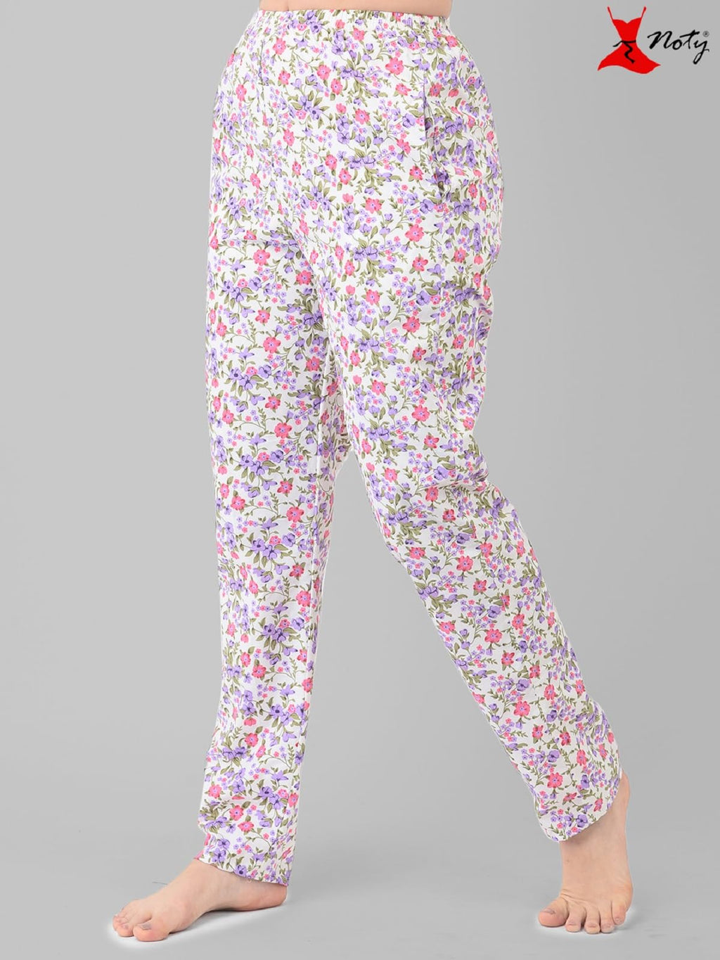 Noty ® Girl's/Women's Polyester and Cotton Mixed- Small Floral Printed- Night Suit/Night Wear/Lounge Wear/Night Dress