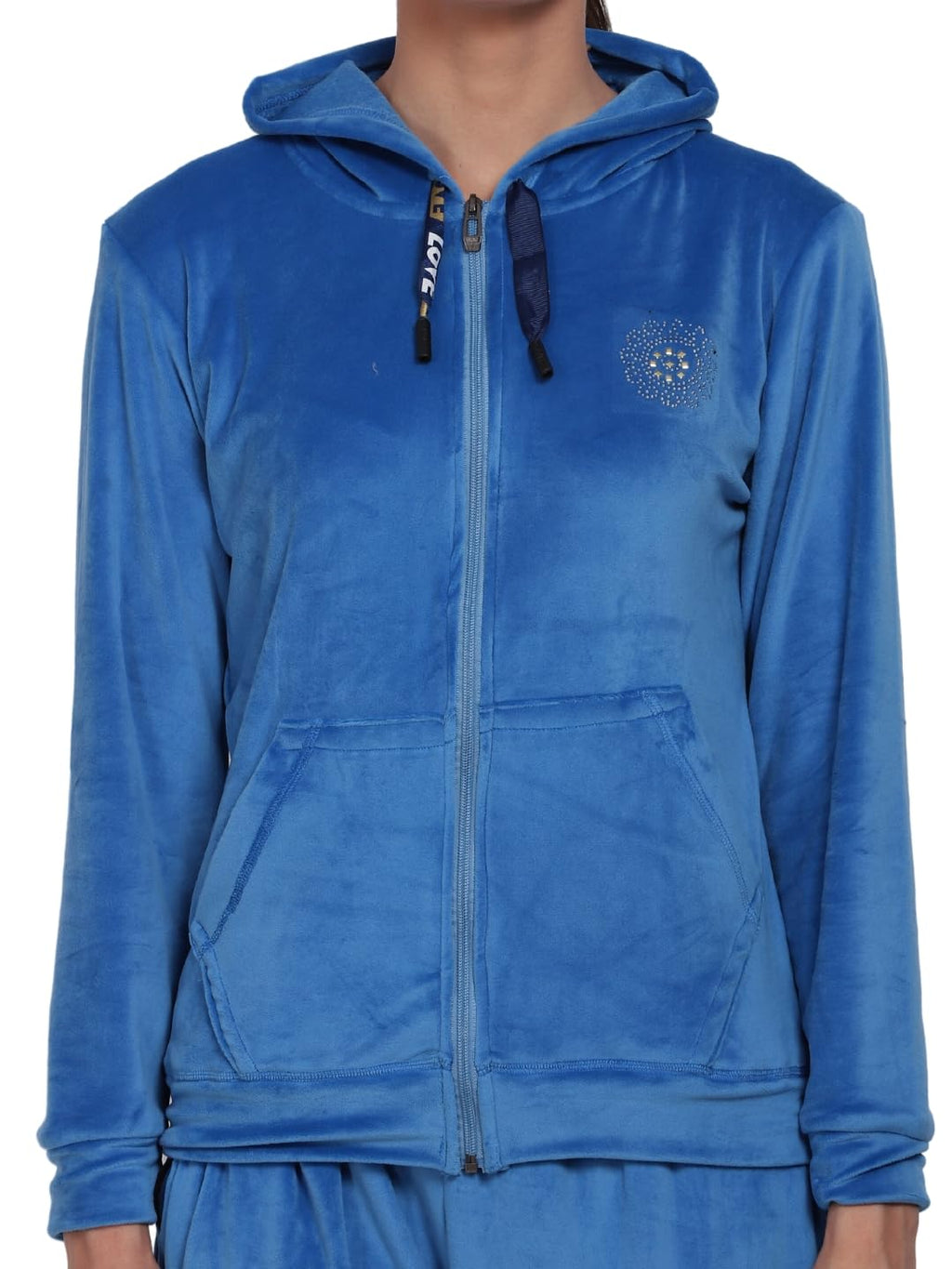 Noty- Night Suit Velvet-Hoody with 2 Side Pockets