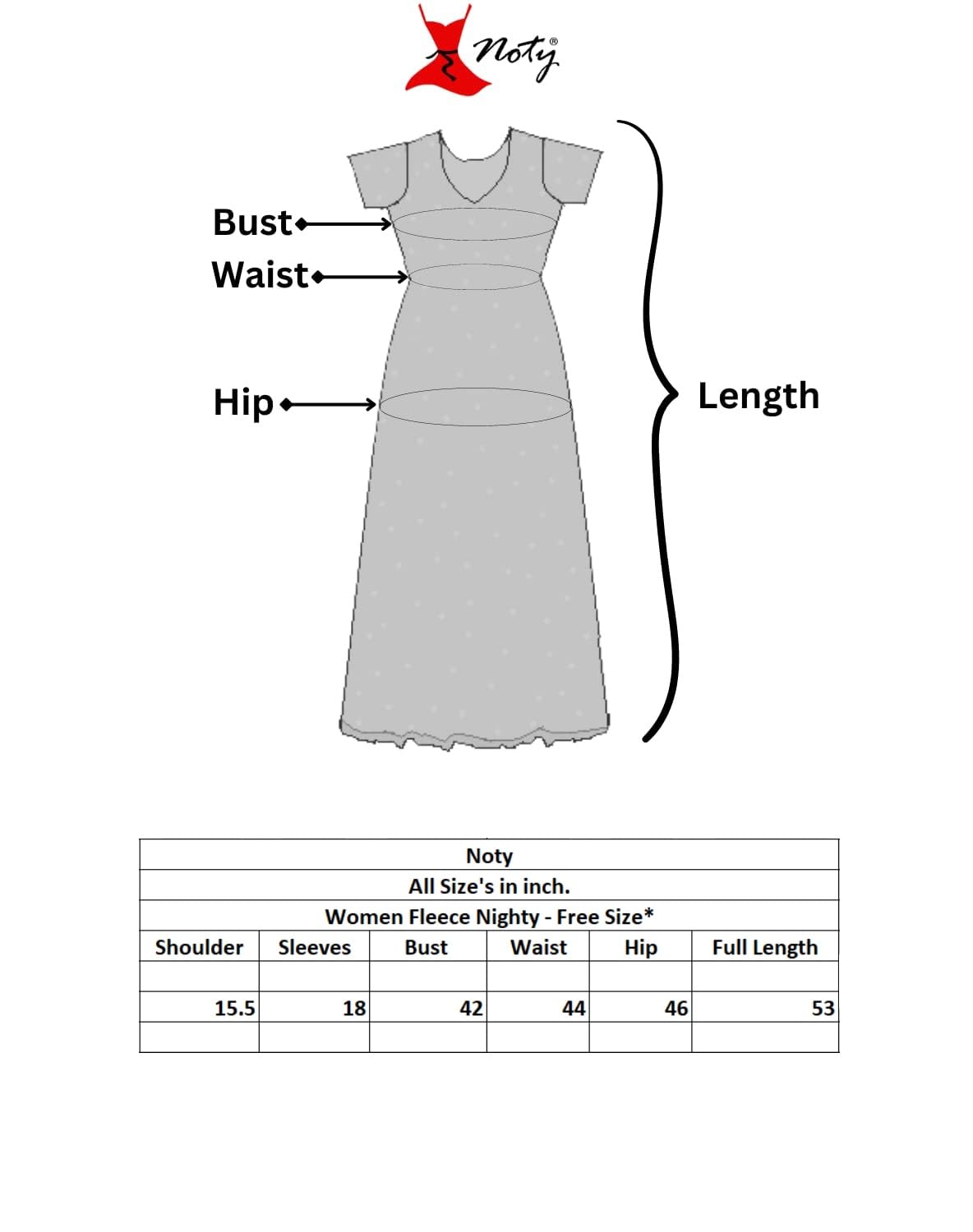 Noty Women Woolen Winter Fleece Nighty 3/4 Sleeve - Punch, Maroon, Deep Purple, Navy Blue