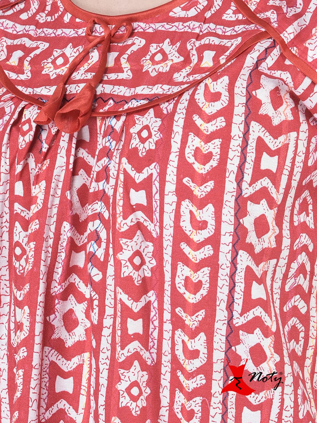 Noty ® Women's- Cotton Nighty| Short Sleeves | Night Wear | Maxi for Women | U Shaped Neck - Cotton Fabric- Jaipuri Print