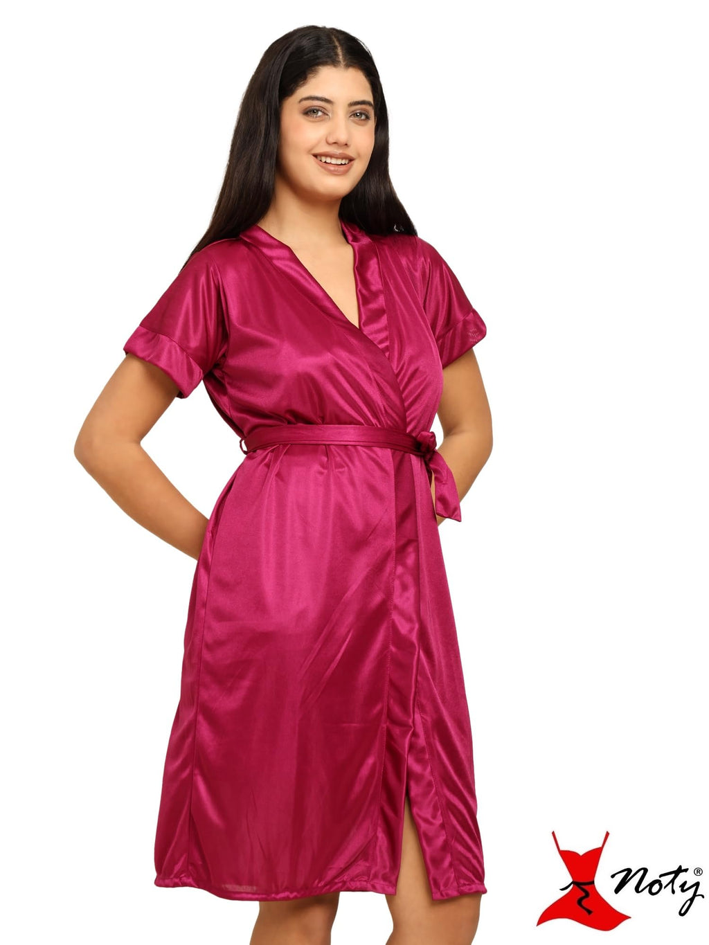 Noty ® Women's- 3 Pc Hot & Sexy Nightwear Set- Satin - Sexy Lace Chemise with Robe