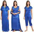 Noty Women's Satin Plain/Solid Nightwear Set Pack of 4