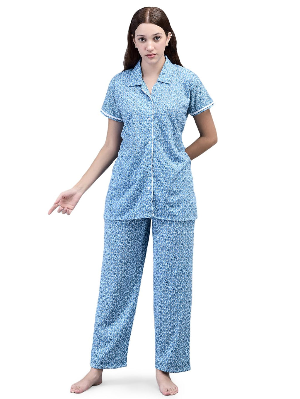 Noty® Women's- Night Suit | Co-ords Set | Night Wear | Night Dress | Loungewear- Poly Cotton Knits Fabric- Floral Printed