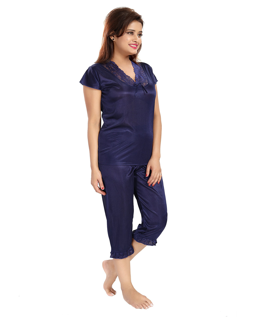 Noty ® Women's- 4 Pc- Nighty Set | Maxi | Robe |Gown- Satin Fabric- 4 Pc- Nighty with Robe and Night Suit