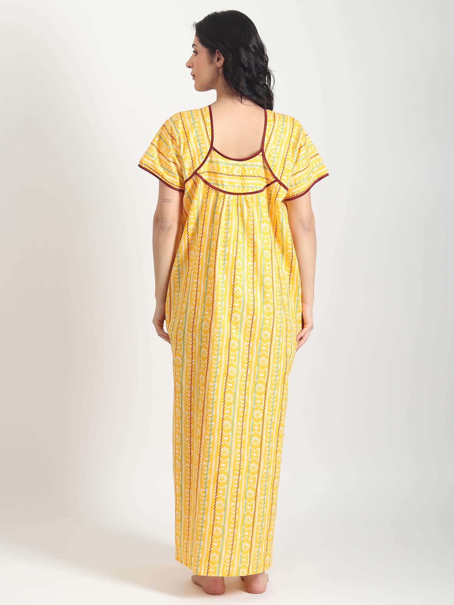 Noty ® Women's- Cotton Nighty| Short Sleeves | Night Wear | Maxi for Women | U Shaped Neck - Cotton Fabric- Jaipuri Print