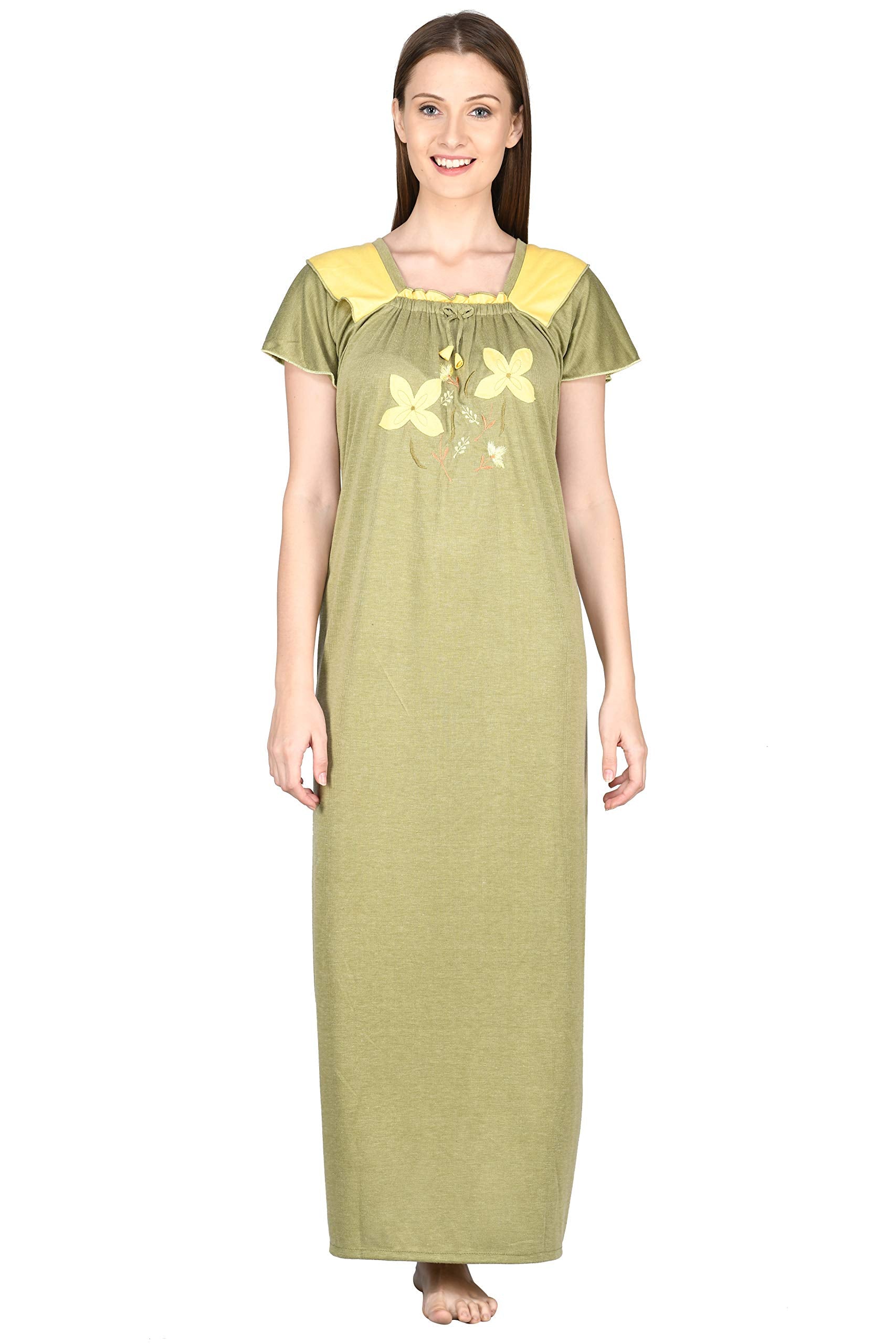 Noty- Women's Hosiery Cotton Blend Nighty | Soft Fabric | Short Sleeves Nighty