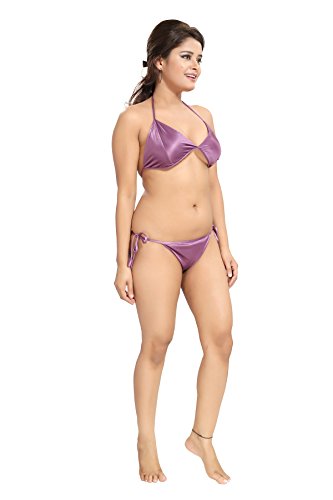 Noty Women's Satin Solid Maxi Nightwear Set Pack of 7 (Purple, Free Size)