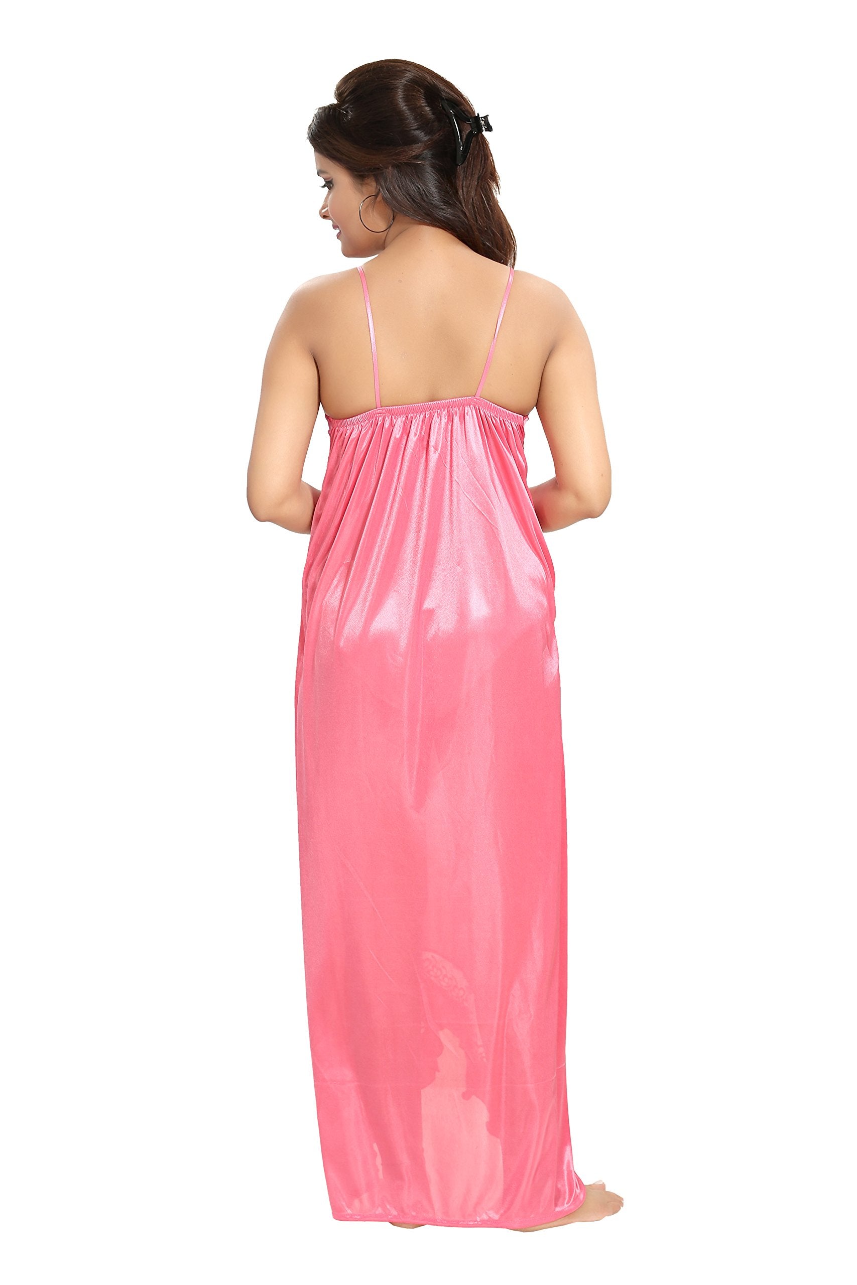 Noty Women's Satin Solid Maxi Nighty (Pack of 2)