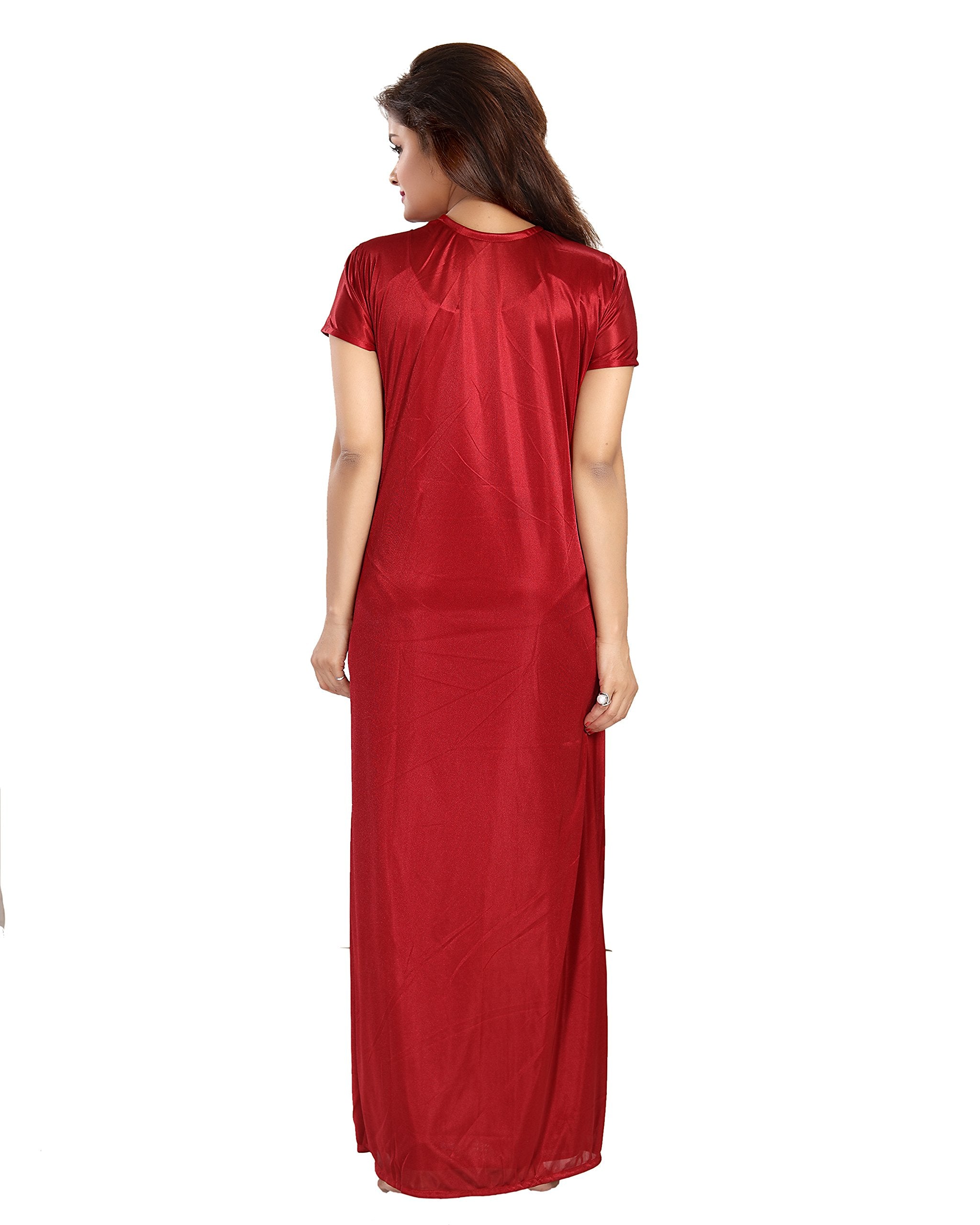 Noty Women's Satin Plain/Solid Nightwear Set Pack of 4