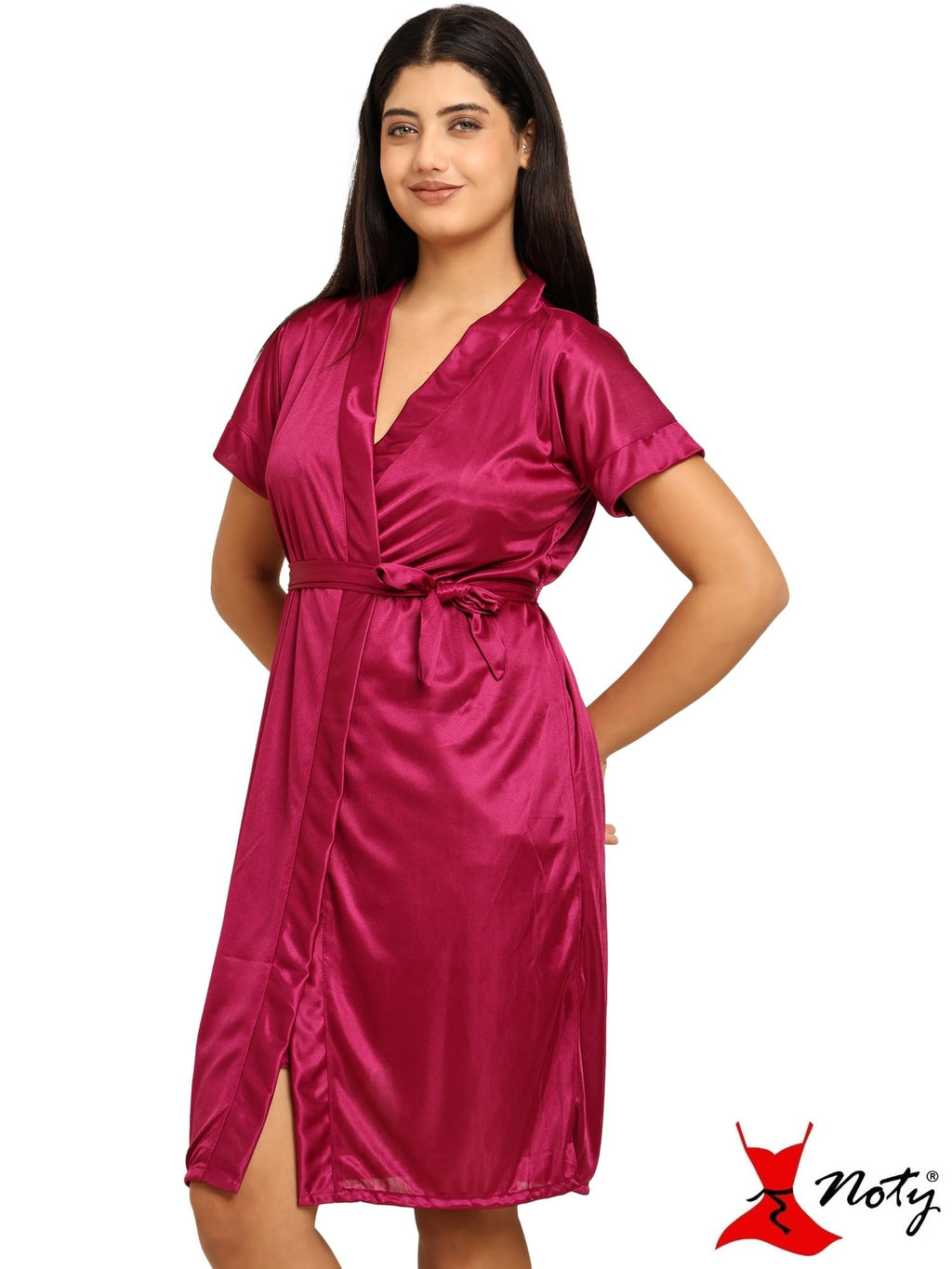 Noty ® Women's- 3 Pc Hot & Sexy Nightwear Set- Satin - Sexy Lace Chemise with Robe