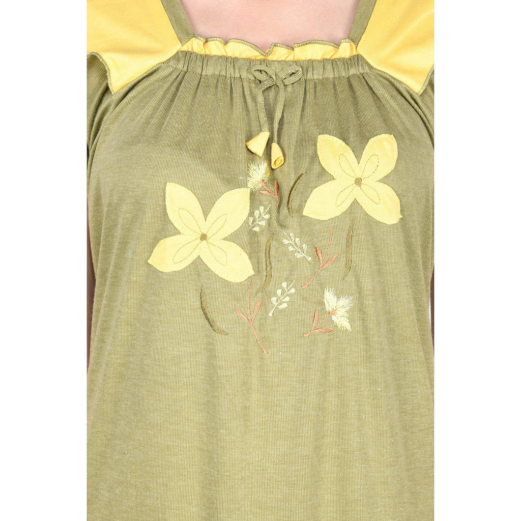 Noty- Women's Hosiery Cotton Blend Nighty | Soft Fabric | Short Sleeves Nighty