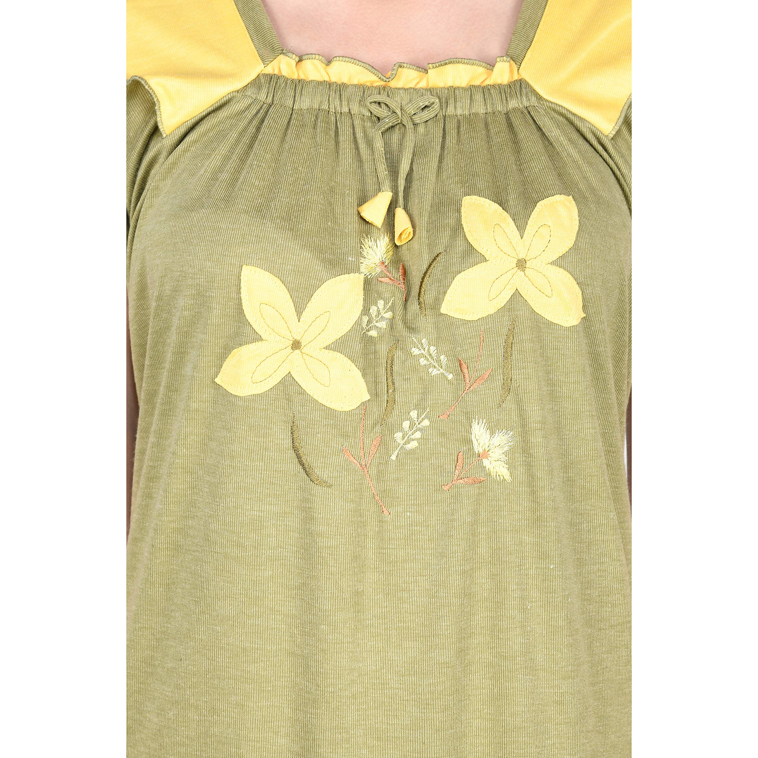 Noty- Women's Hosiery Cotton Blend Nighty | Soft Fabric | Short Sleeves Nighty