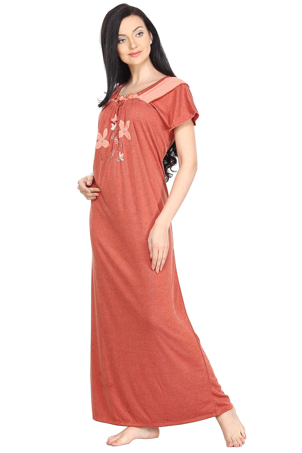 Noty- Women's Hosiery Cotton Blend Nighty | Soft Fabric | Short Sleeves Nighty