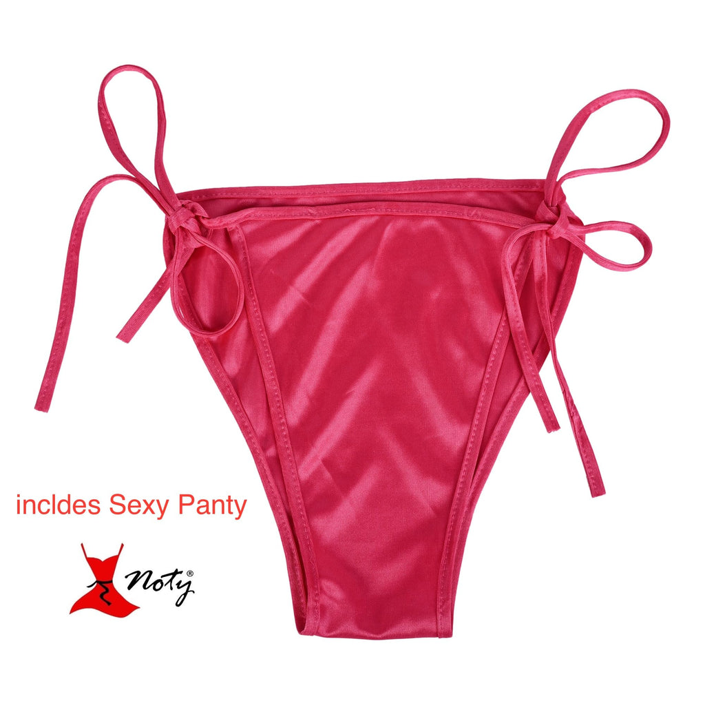 Noty ® Women's- 3 Pc Hot & Sexy Nightwear Set- Satin - Sexy Lace Chemise with Robe