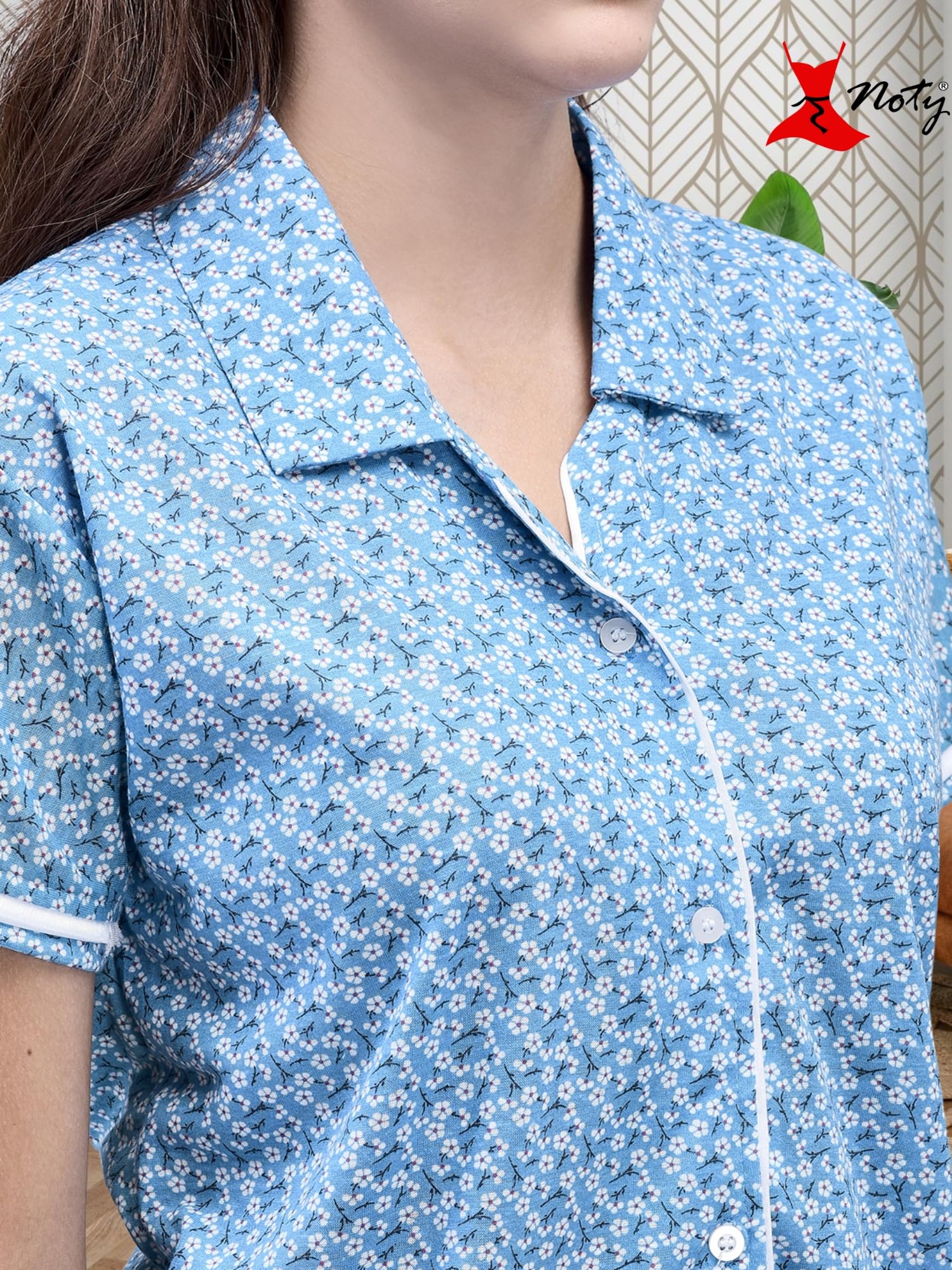 Noty® Women's- Night Suit | Co-ords Set | Night Wear | Night Dress | Loungewear- Poly Cotton Knits Fabric- Floral Printed