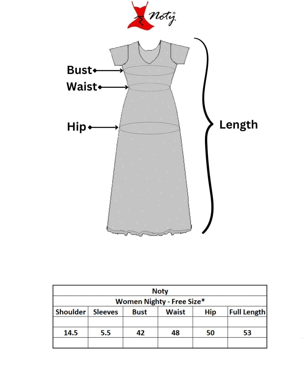 Noty® Women's- Nighty | Maxi | Gown- Poly Viscose Knits Fabric- Embroidery, Full Sleeves, Zip Closure