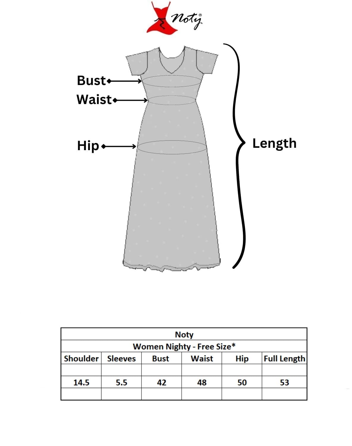 Noty® Women's- Nighty | Maxi | Gown- Poly Viscose Knits Fabric- Embroidery, Full Sleeves, Zip Closure