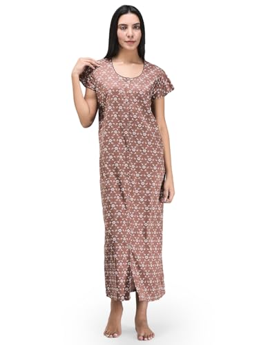 Noty® Women's- Maternity/Hospital/Delivery Gown- Poly Viscose Knits Fabric- Front Open | Printed | Round Neck with Button Closure | Pocket | Full Sleeves