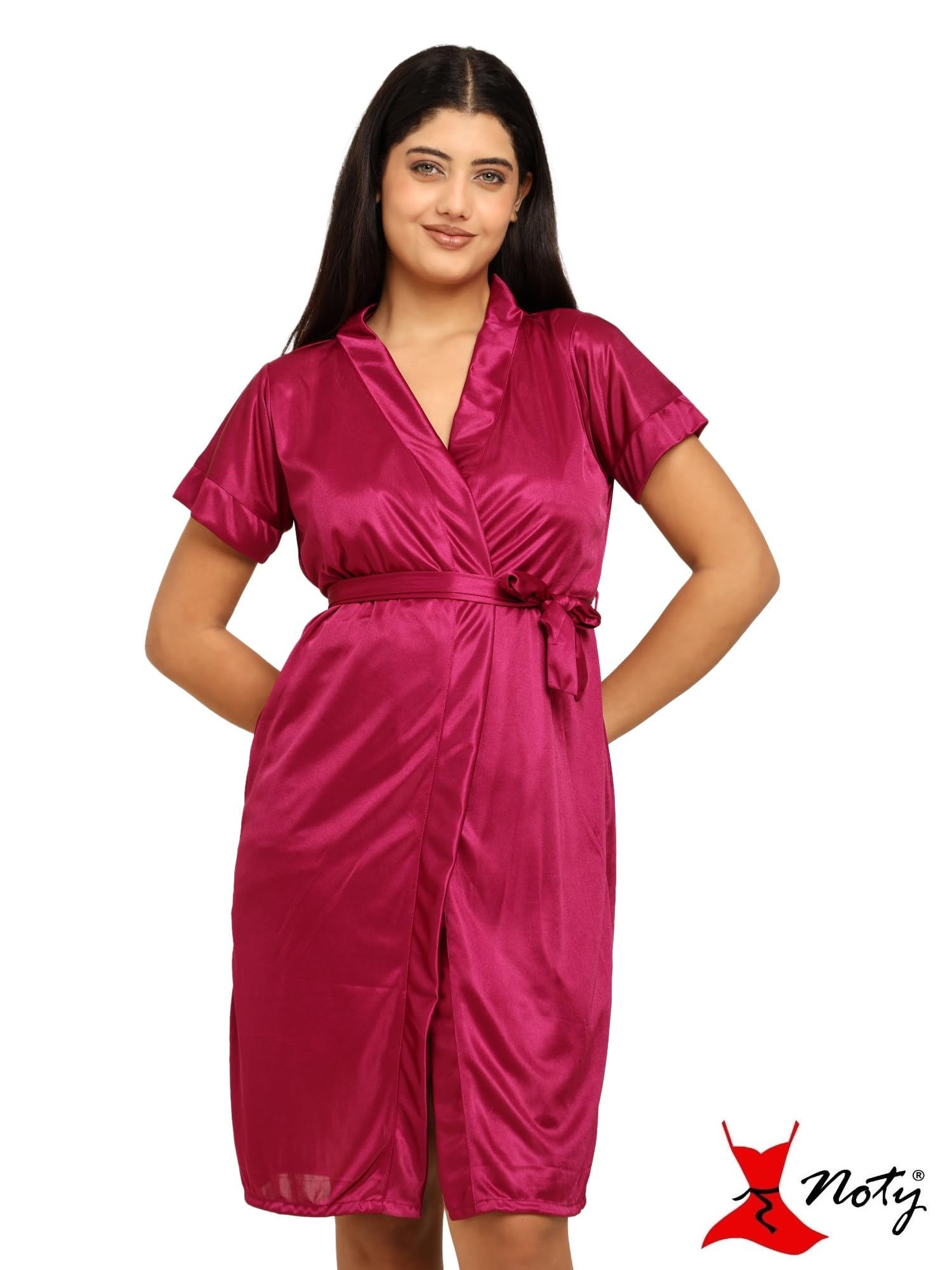 Noty ® Women's- 3 Pc Hot & Sexy Nightwear Set- Satin - Sexy Lace Chemise with Robe