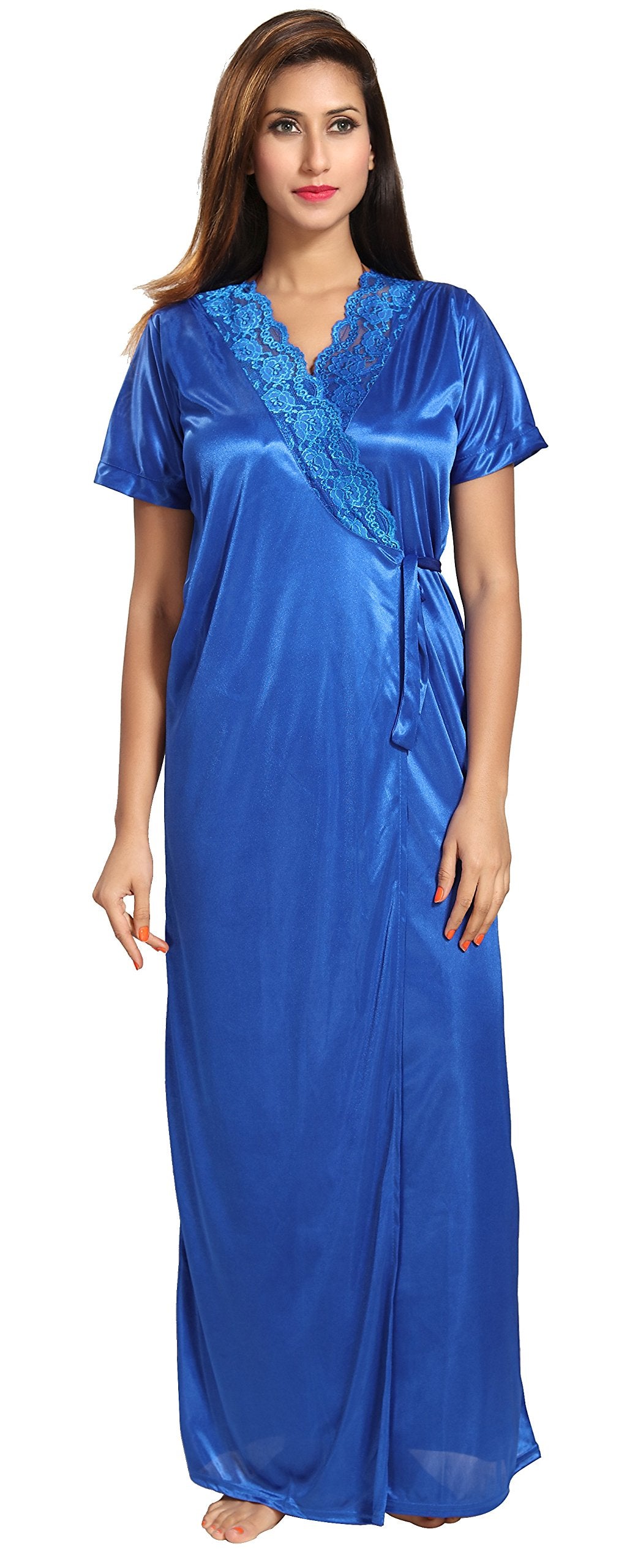 Noty Women's Satin Plain/Solid Nightwear Set Pack of 4