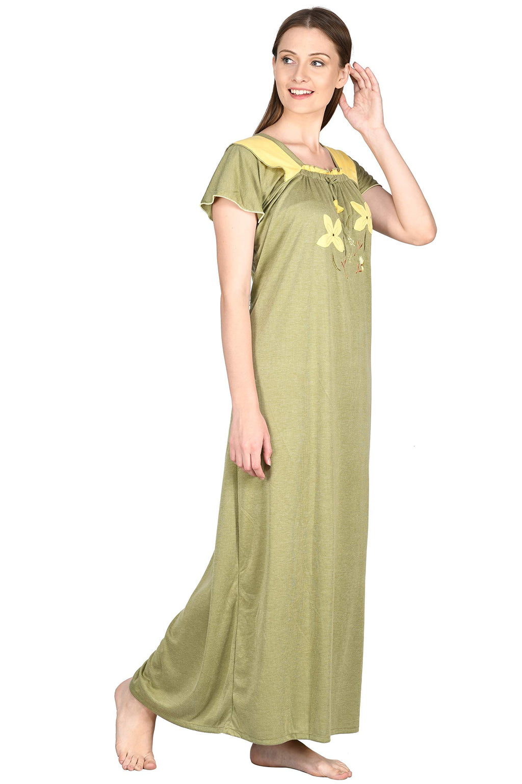 Noty- Women's Hosiery Cotton Blend Nighty | Soft Fabric | Short Sleeves Nighty