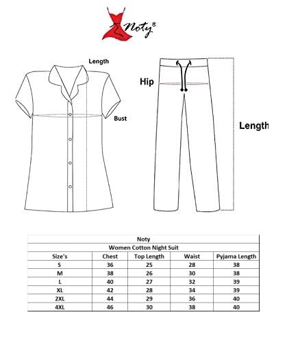 Noty ® Girl's/Women's Polyester and Cotton Mixed- Small Floral Printed- Night Suit/Night Wear/Lounge Wear/Night Dress