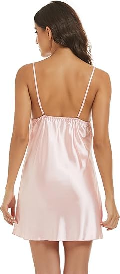Noty ® Women's- 2 Pc Hot & Sexy Nightwear Set- Satin - Sexy Lace Chemise with Kimono Robe