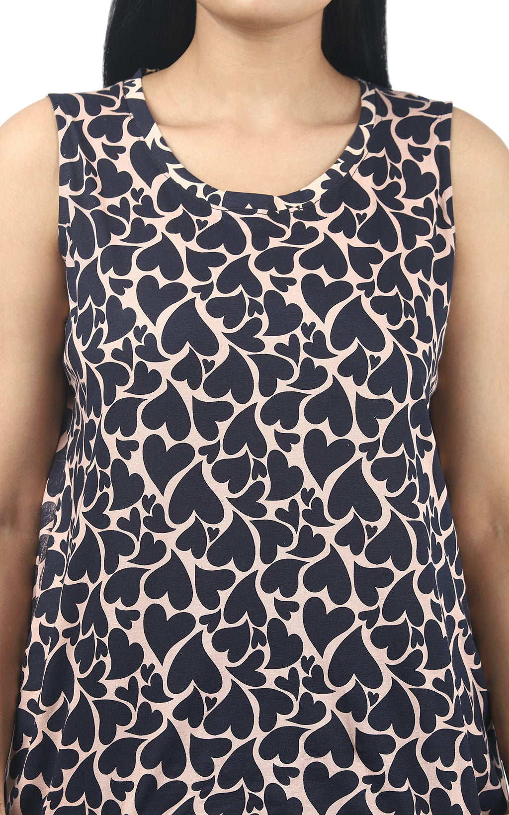 Noty ® Girl's/Women's Cotton- Printed- Round Neck Sleeveless Top with Shorts