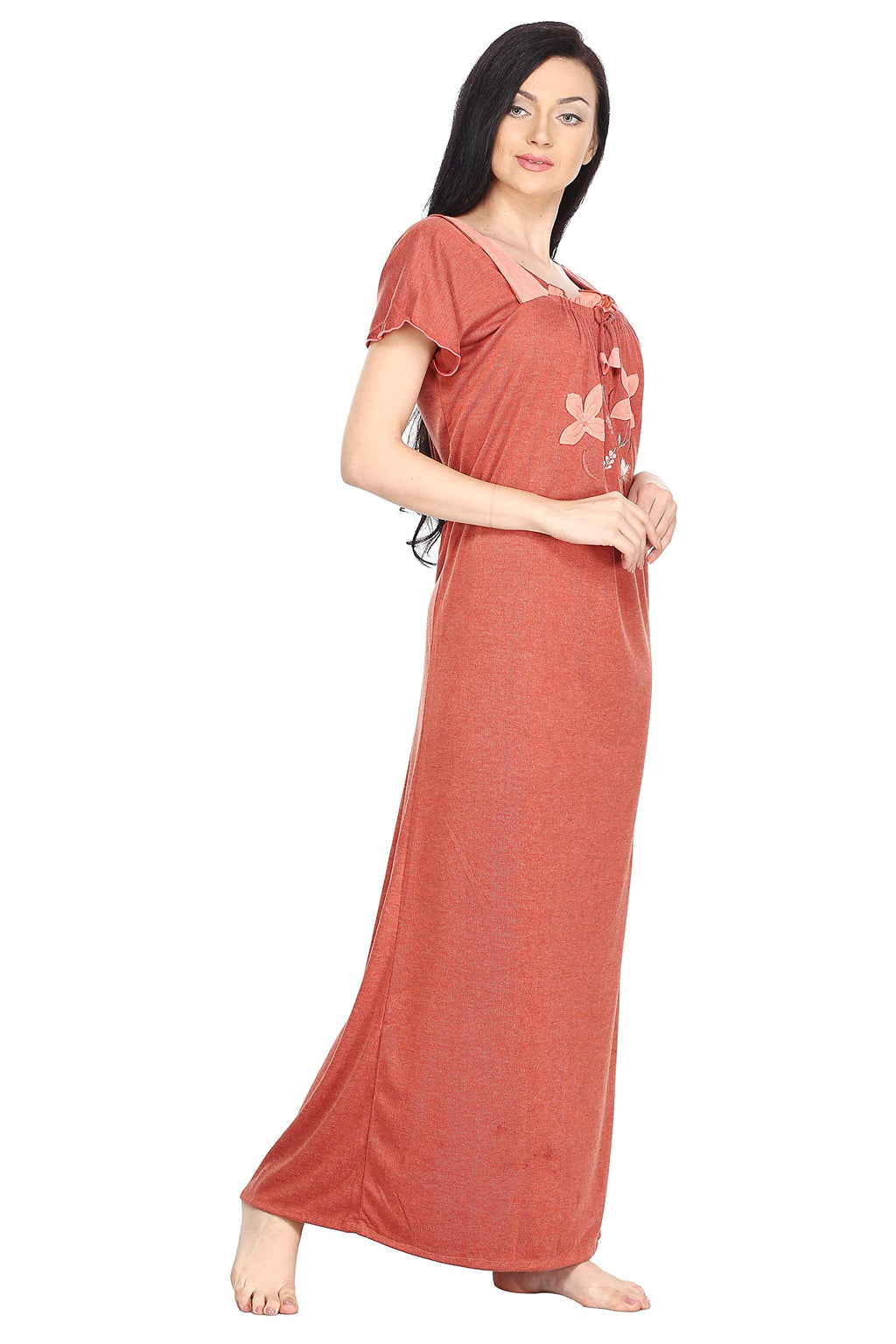 Noty- Women's Hosiery Cotton Blend Nighty | Soft Fabric | Short Sleeves Nighty